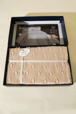 6 Parça Safir Çift Kişilik Pike Takımı Cappuccino - Yatak Örtüsü