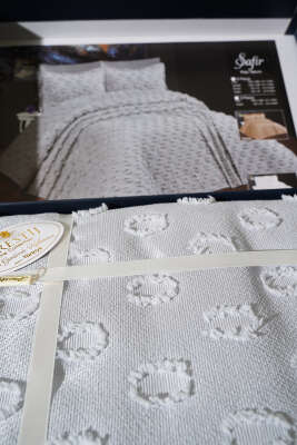 6 Parça Safir Çift Kişilik Pike Takımı Gri - Yatak Örtüsü