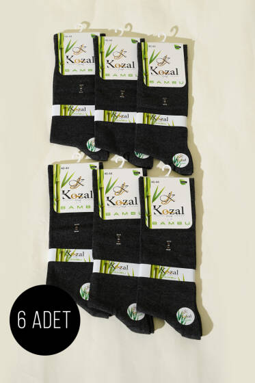 6'lı Erkek Bambu Soket Çorap Füme - ERKEK ÇORAP