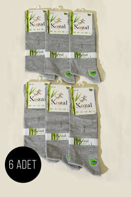 6'lı Erkek Bambu Soket Çorap Gri - KOZAL ÇORAP