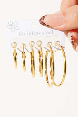 6'li Kombin Halka Küpe Gold - Yılın Fırsatı