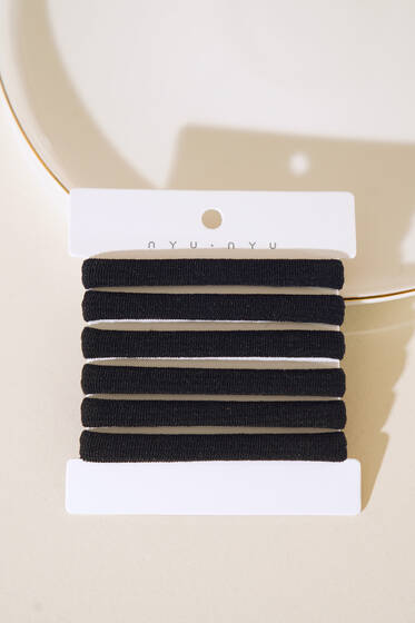 6'lı Lastik Toka Siyah - Toka