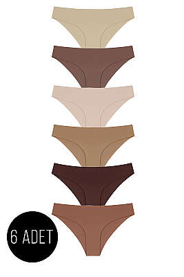 6'lı Lazer Kesim Slip Külot - Renkli 2 - COTTON HILL