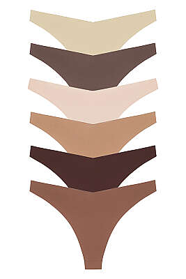 6'lı V Lazer Kesim Bikini Külot - Renkli 2 - Slip Külot