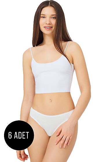 6’lı Yumuşak Dokulu Bikini Külot Krem - Slip Külot