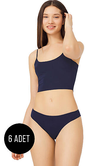 6’lı Yumuşak Dokulu Bikini Külot Lacivert - Slip Külot