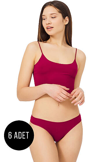 6’lı Yumuşak Dokulu Bikini Külot Vişne - Slip Külot