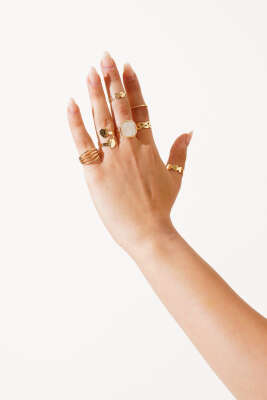 7'li Desenli Yüzük Seti Gold - DEMİR BİJUTERİ