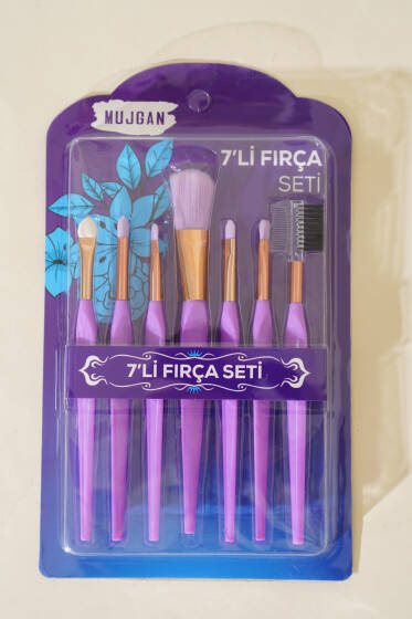 7'li İnce Uzun Makyaj Fırça Seti Lila - Makyaj Aksesuarları