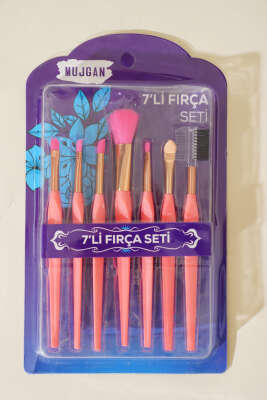 7'li İnce Uzun Makyaj Fırça Seti Oranj 