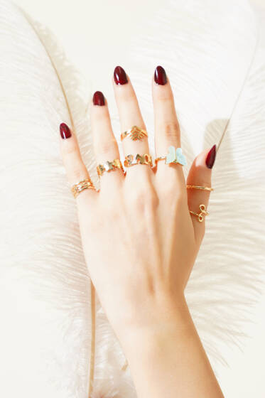 7'li Kelebekli Yüzük Seti Asorti 1 - Yüzük