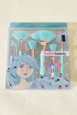 8'li Makyaj Allık Fırça Seti Mavi - NEW WELL