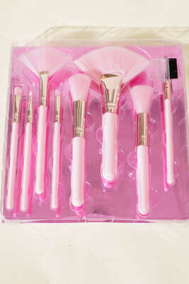 8'li Makyaj Allık Fırça Seti Pembe - Yılın Fırsatı