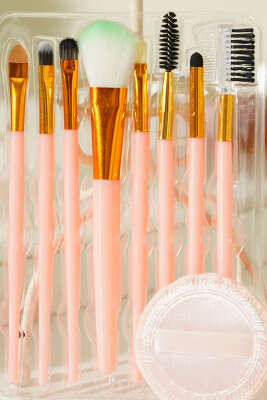 8'li Makyaj Süngerli Fırça Seti Pudra - Makyaj Aksesuarları