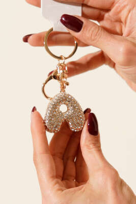 A Harfli Taşlı Anahtarlık - DEMİR BİJUTERİ