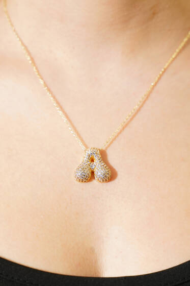 A Harfli Taşlı Kolye - Kolye