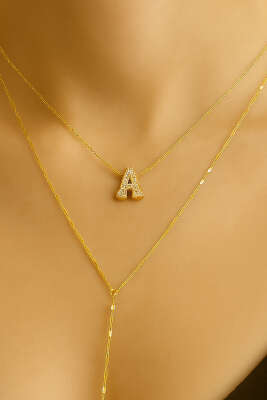 A Harfli Zincir Kolye Gold - Kolye