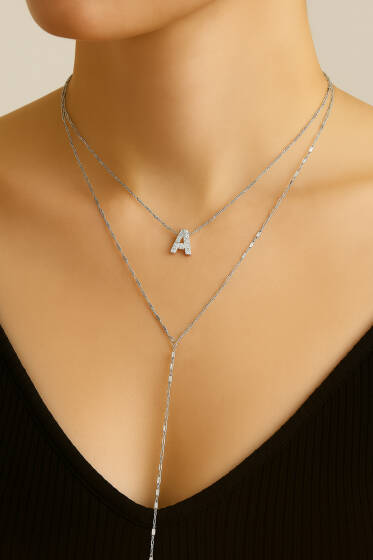 A Harfli Zincir Kolye Gümüş - Kolye