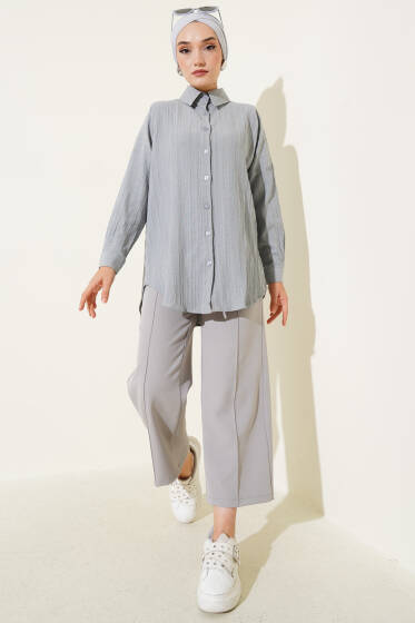 Ağaç Kabuğu Basic Gömlek Açık Gri - Gömlek