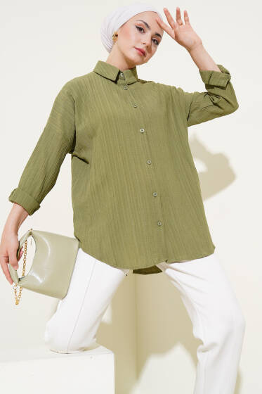 Ağaç Kabuğu Basic Gömlek Çağla Yeşili - Gömlek