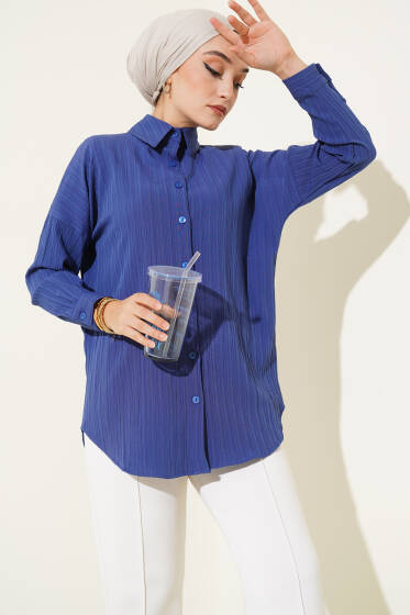 Ağaç Kabuğu Basic Gömlek Indıgo - Gömlek