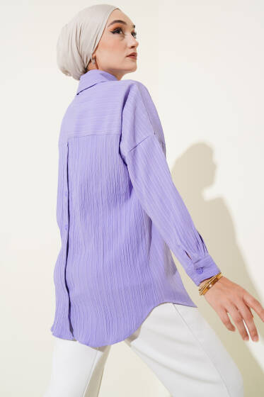 Ağaç Kabuğu Basic Gömlek Lila - Gömlek