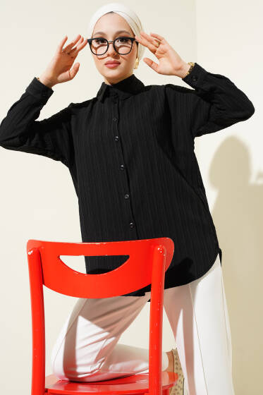 Ağaç Kabuğu Basic Gömlek Siyah - Gömlek