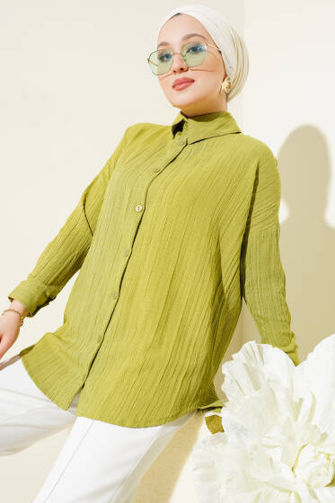 Ağaç Kabuğu Basic Gömlek Yağ Yeşili - Gömlek