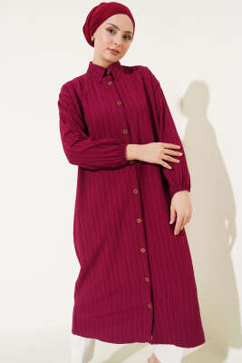 Ağaç Kabuğu Uzun Gömlek Bordo - 500-700 TL Ürünler