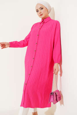 Ağaç Kabuğu Uzun Gömlek Fuşya - 500-700 TL Ürünler