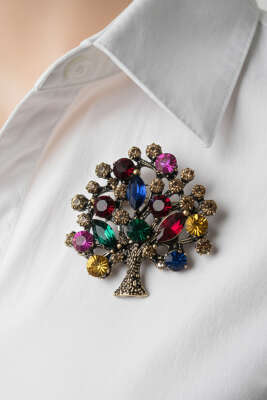 Ağaç Taşlı Broş Gold - KONYALI BİJUTERİ