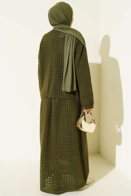 Ajurlu Etekli Triko İkili Takım Haki - İkili Takım