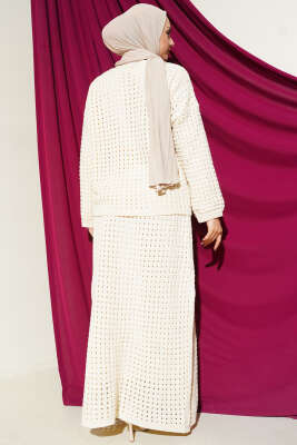 Ajurlu Etekli Triko İkili Takım Taş - İkili Takım