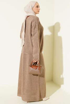 Ajurlu Etekli Triko İkili Takım Vizon - İkili Takım