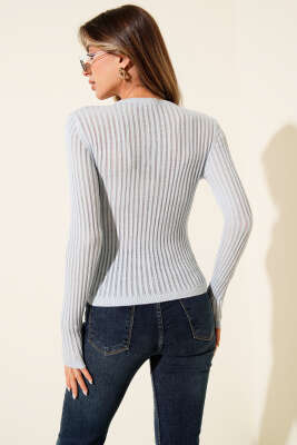 Ajurlu Fitilli Triko Body Bebe Mavi - Yılın Fırsatı