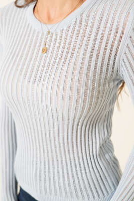 Ajurlu Fitilli Triko Body Bebe Mavi - Yılın Fırsatı