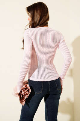 Ajurlu Fitilli Triko Body Pembe - Yılın Fırsatı