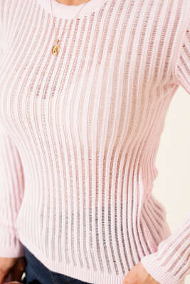 Ajurlu Fitilli Triko Body Pembe - Yılın Fırsatı