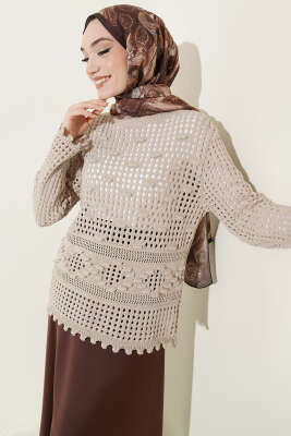 Ajurlu Kabartma Desen Kazak Bej 