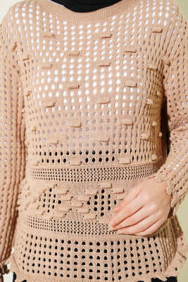 Ajurlu Kabartma Desen Kazak Latte - Yılın Fırsatı