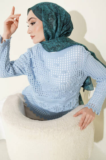 Ajurlu Kabartma Desen Kazak Mavi - Yılın Fırsatı