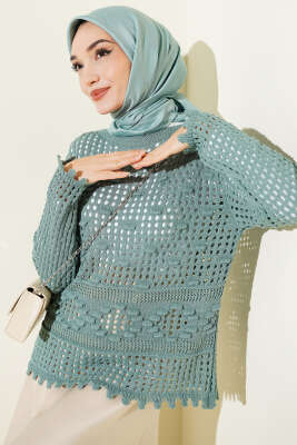 Ajurlu Kabartma Desen Kazak Mint - RAFİMİX