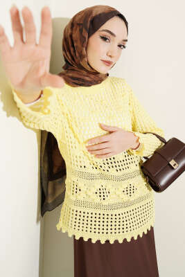 Ajurlu Kabartma Desen Kazak Sarı 