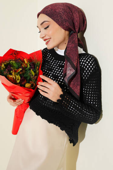 Ajurlu Kabartma Desen Kazak Siyah - Triko Kazak