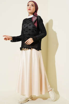 Ajurlu Kabartma Desen Kazak Siyah - Yılın Fırsatı