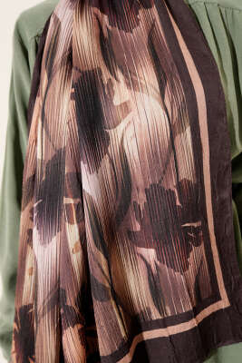 Akvarel Desen Bambu Kraş Şal Acı Kahve - Başörtüsü