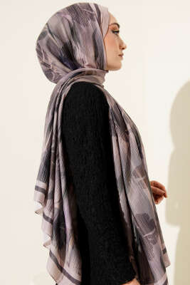 Akvarel Desen Bambu Kraş Şal Bej - Başörtüsü