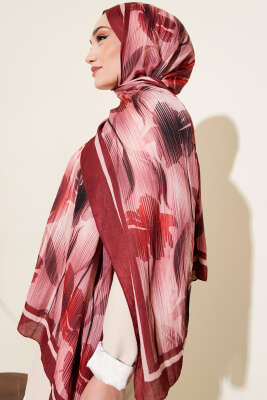 Akvarel Desen Bambu Kraş Şal Bordo - Yılın Fırsatı