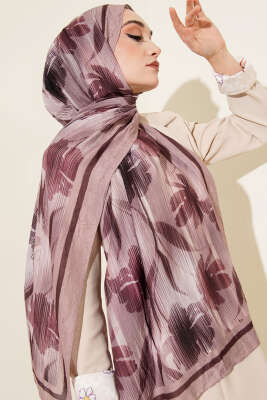 Akvarel Desen Bambu Kraş Şal Kum Bej - Başörtüsü