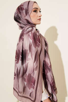 Akvarel Desen Bambu Kraş Şal Kum Bej - Başörtüsü